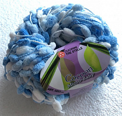 Фантазийная Пряжа Голубой c Белым